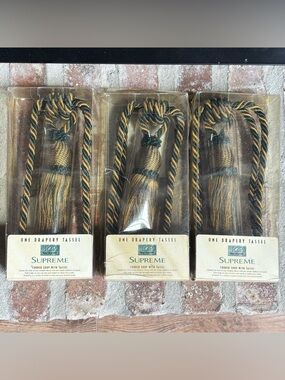 Supreme Corded Drapery Tassel in Deep Gold and Forest Green NIP